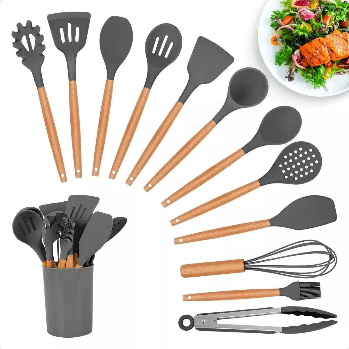 Jogo Utensílios de Cozinha em Silicone - 12 Peças