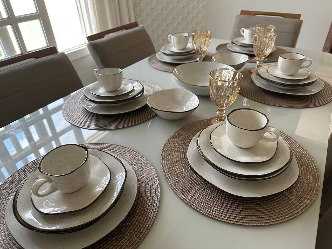 54 Peças Aparelho de Jantar em Porcelana Conjunto de Luxo - ATENCIPA BLACK 26/11